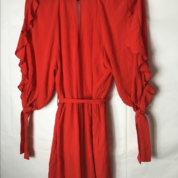 H&M red ruffle  sleeve shorts romper size 6 - Picture 7 of 10